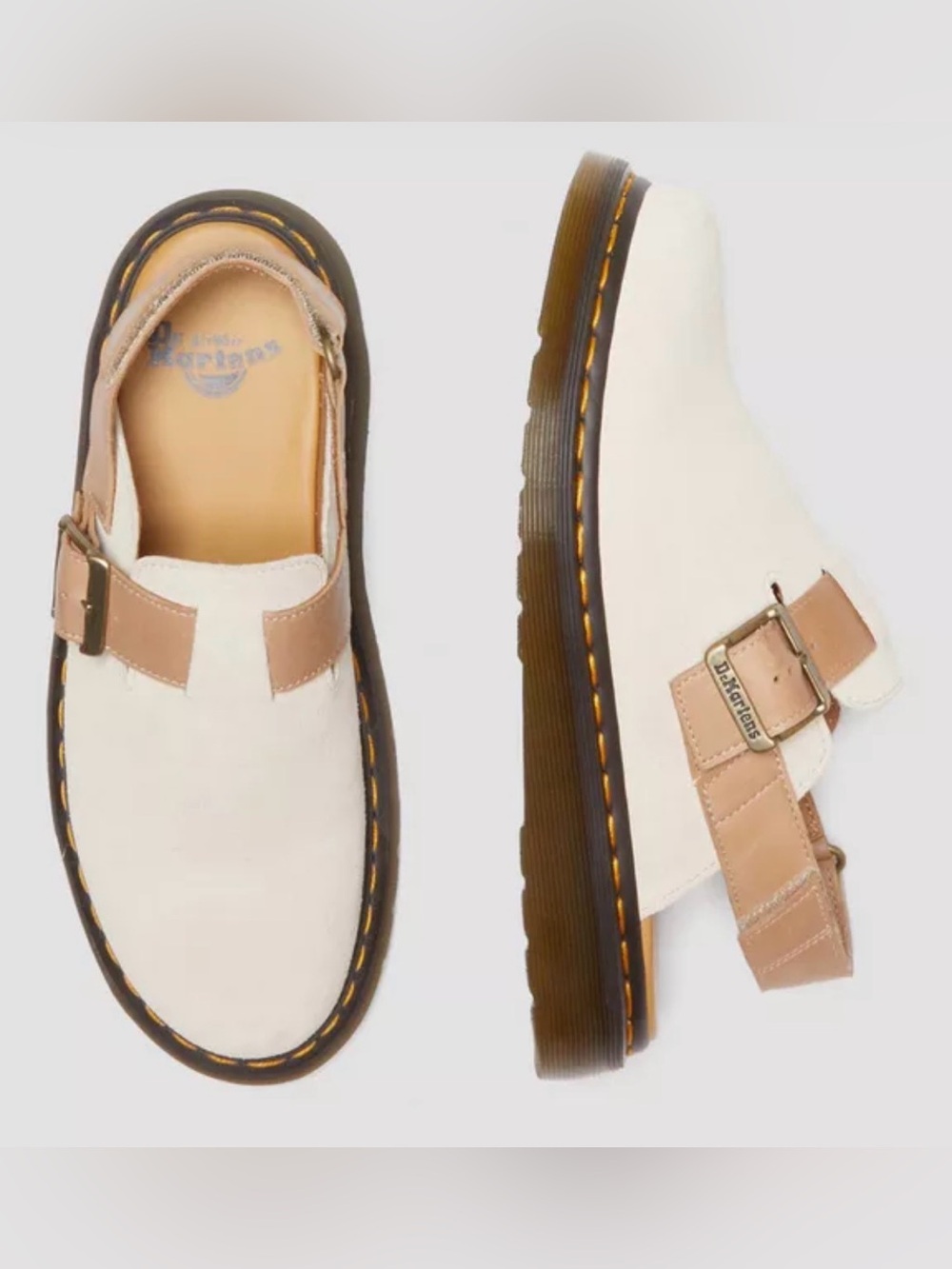 NWOT Dr. Martens Jorge II Slingback Mules, Parchment Beige, W US 11 M 10
